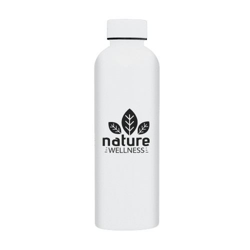 Logo Branded rPET Glossy Monochrome Leakproof Bottle in White from Total Mercahndise