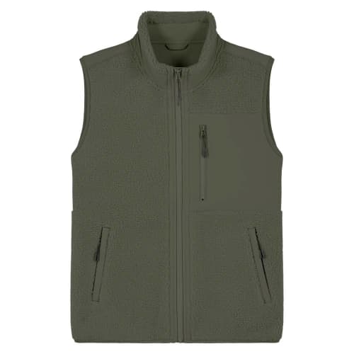 Custom Printed Unisex Stanley Stella Sleveless Sherpa Jacket in Khaki from Total Merchandise