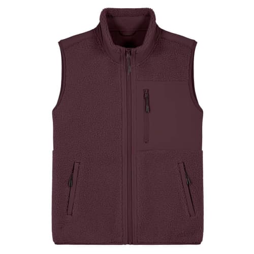 Promotional Unisex Stanley Stella Sleveless Sherpa Jacket in Red Brown from Total Merchandise