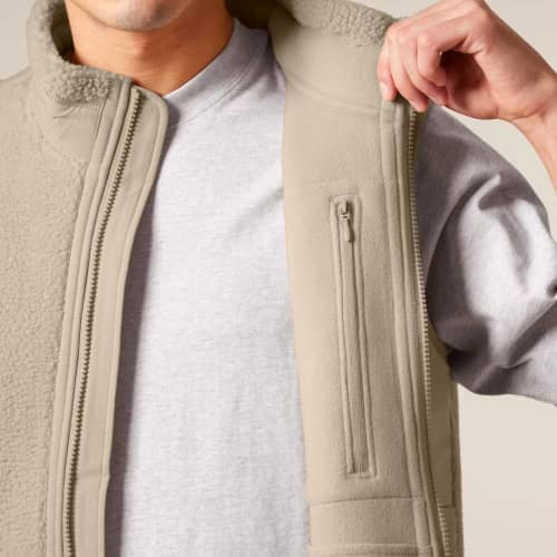 Customised Unisex Stanley Stella Sleveless Sherpa Jacket in Desert Dusk from Total Merchandise