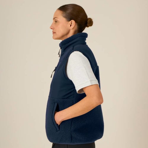 Custom Branded Unisex Stanley Stella Sleveless Sherpa Jacket in French Navy from Total Merchandise