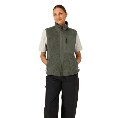 Custom Printed Unisex Stanley Stella Sleveless Sherpa Jacket in Khaki from Total Merchandise