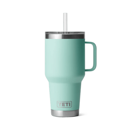 Promotional YETI Rambler 35oz Bottle Straw Mug in Seafoam with a design from total Merchandise
