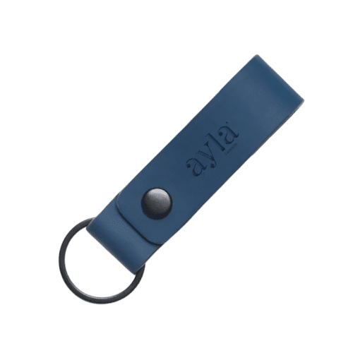 Custom Branded Synthetic Leather VINGA Baltimore Keyring in Navy branded with your company logo