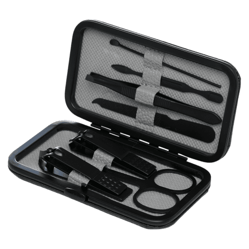 Custom Branded 7 Piece Manicure Set in Black printed with your company logo from Total Merchandise