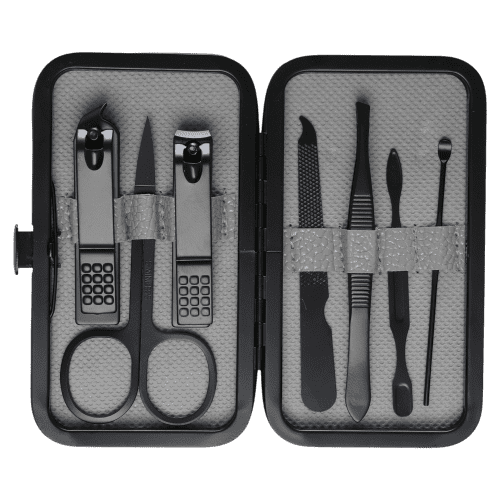 Promtional 7 Piece Manicure Set in Black printed with your company logo from Total Merchandise