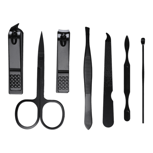 Personalised 7 Piece Manicure Set in Black printed with your company logo from Total Merchandise