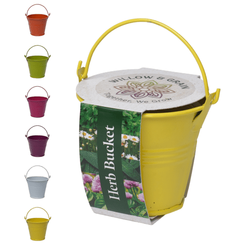 Logo Branded Coloured Mini Bucket Grow Kit in Yellow branded with your logo from Total Merchandise