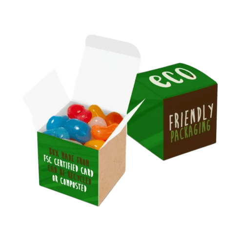 Custom Printed Jolly Bean Eco Mini Cube in White branded with your logo from Total Merchandise
