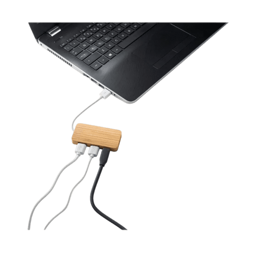 Custom Bamboo USB Hub with Type-C with a design from Total Merchandise