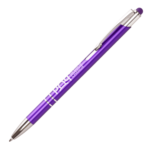 Branded Slimline Sleek Stylus Ballpen in Purple with a design from Total Merchandise