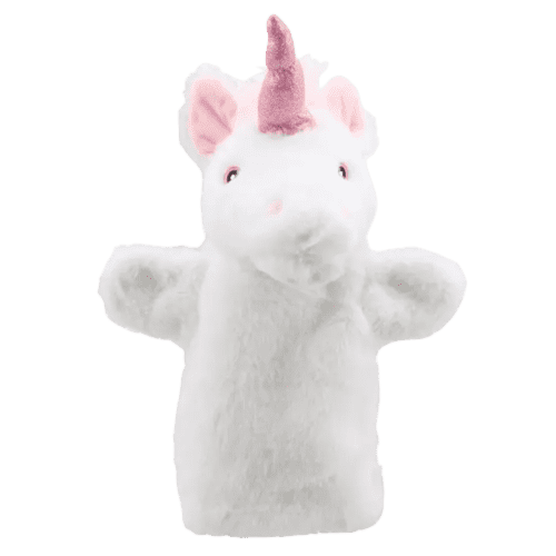 Customised Unicorn Puppet in White/Pink branded with your company logo from Total Merchandise