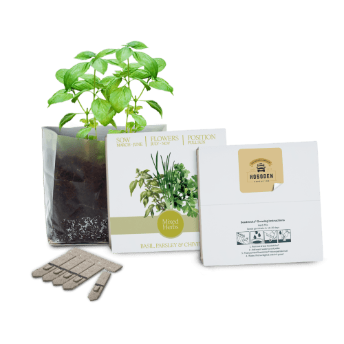 Promotional Essentials Letterbox Gardens in White with mixed herbs branded with your company logo