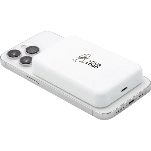 Logo branded BrandCharger 5,000mAh Wireless Eco Powerbank in White from Total Merchandise