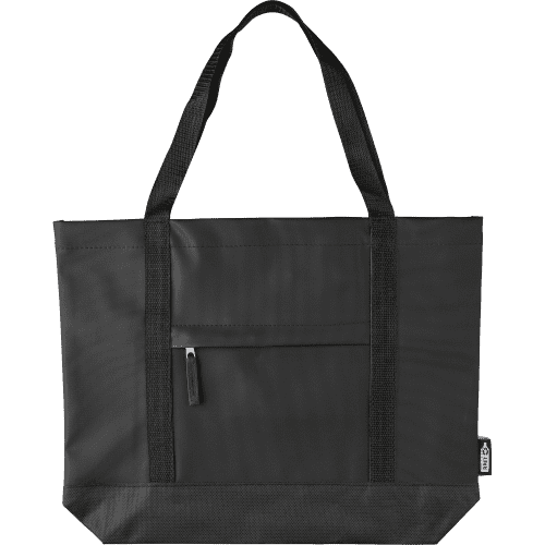 Promotional rPET Polyester Tote Bag in Black printed with your logo from Total Merchandise