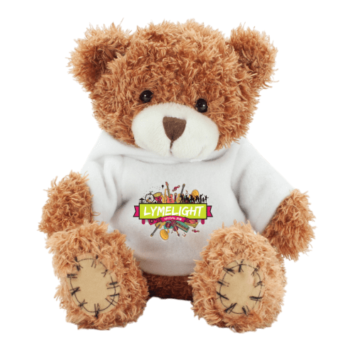 18cm Paw Teddy Bear with Hoodie in Cinnamon/White
