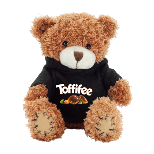 18cm Paw Teddy Bear with Hoodie in Cinnamon/Black