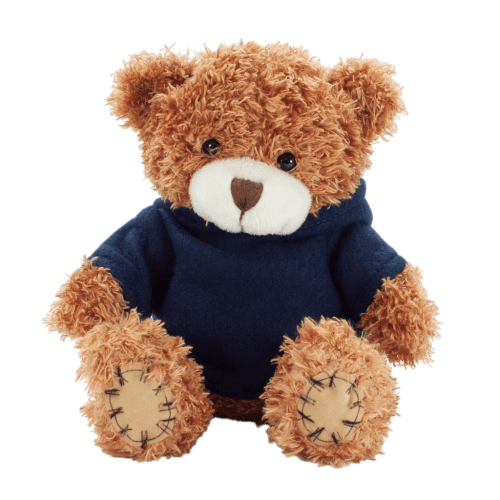 18cm Paw Teddy Bear with Hoodie in Cinnamon/Navy