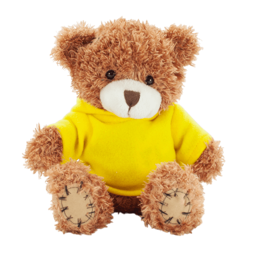 18cm Paw Teddy Bear with Hoodie in Cinnamon/Yellow