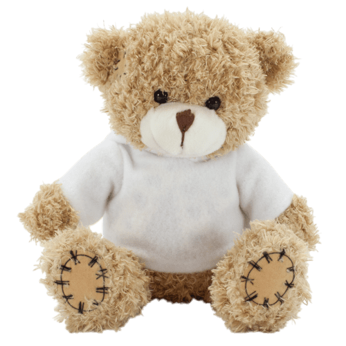 18cm Paw Teddy Bear with Hoodie in Mocha/White