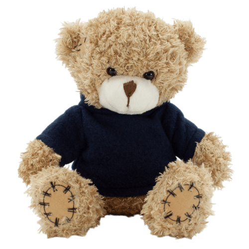 18cm Paw Teddy Bear with Hoodie in Mocha/Navy
