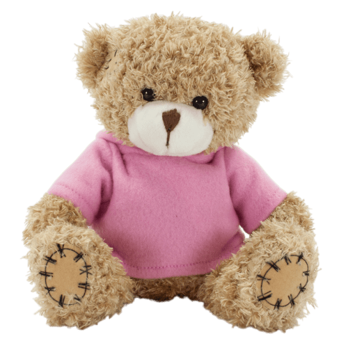 18cm Paw Teddy Bear with Hoodie in Mocha/Pink