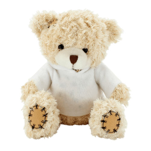 18cm Paw Teddy Bear with Hoodie in Cappuccino/White