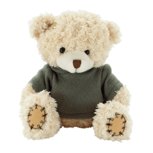 18cm Paw Teddy Bear with Hoodie in Cappuccino/Grey