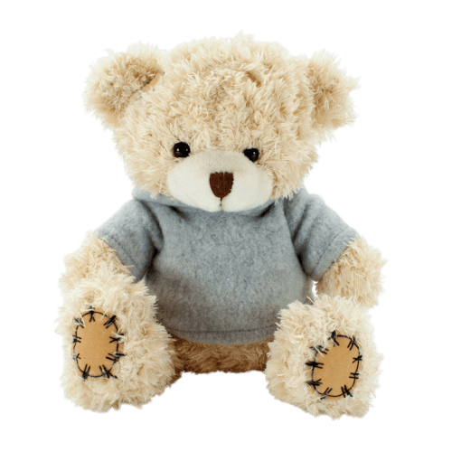 18cm Paw Teddy Bear with Hoodie in Cappuccino/Light Grey