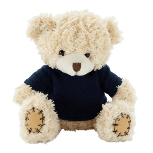 18cm Paw Teddy Bear with Hoodie in Cappuccino/Navy