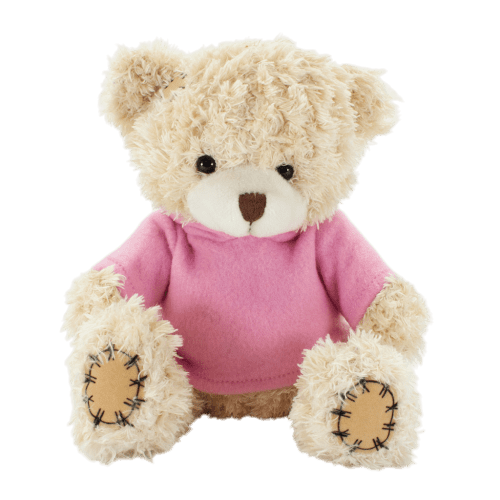 18cm Paw Teddy Bear with Hoodie in Cappuccino/Pink