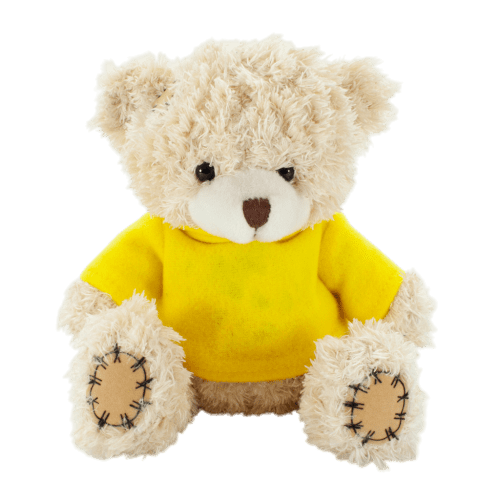 18cm Paw Teddy Bear with Hoodie in Cappuccino/Yellow