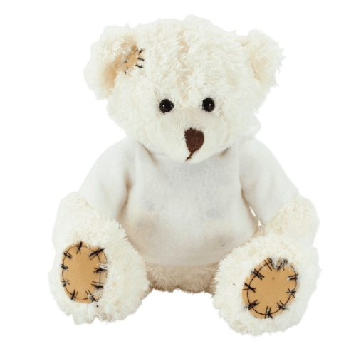 18cm Paw Teddy Bear with Hoodie in Latte/White