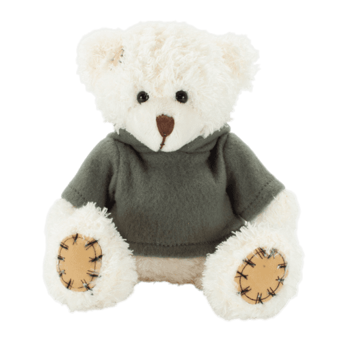 18cm Paw Teddy Bear with Hoodie in Latte/Grey