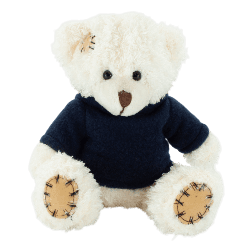 18cm Paw Teddy Bear with Hoodie in Latte/Navy