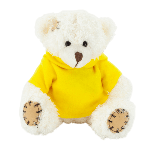 18cm Paw Teddy Bear with Hoodie in Latte/Yellow