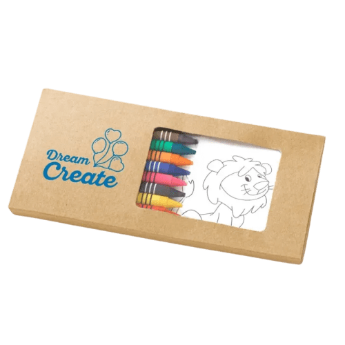 Promotional Kraft Paper Box Colouring Set in Natural branded with your logo from Total Merchandise