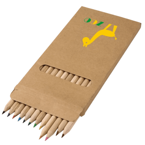 Promotional Set of 12 Wooden Colouring Pencils in Natural branded with your company logo