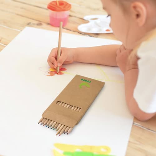 Custom Branded Set of 12 Wooden Colouring Pencils in Natural branded with your company logo