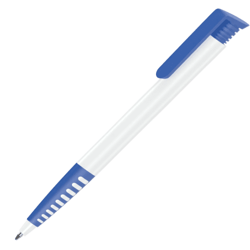 Customisable Albion Grip GRS Recycled Ballpen in Blue branded with your logo from Total Merchandise