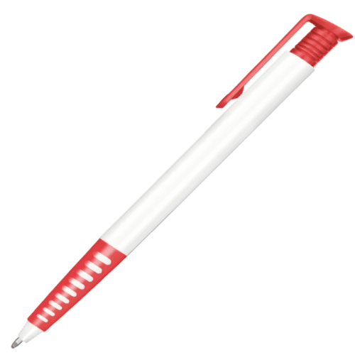Personalisable Albion Grip GRS Recycled Ballpen in Red branded with your logo from Total Merchandise