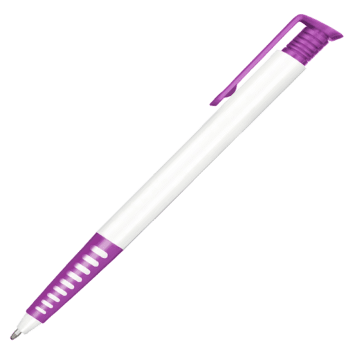 Printed Albion Grip GRS Recycled Ballpen in Purple branded with your logo from Total Merchandise