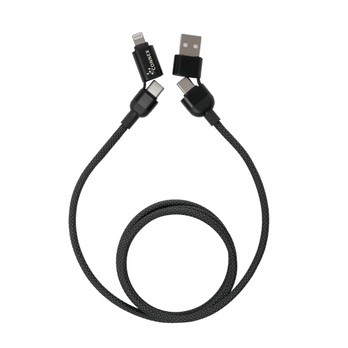 Custom NOVA 100W 4-in-1 Fast Charge Cable in Black from Total Merchandise