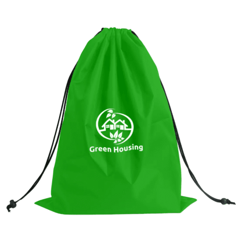 Logo Branded Travel Drawstring Bag in Green branded with your company logo from Total Merchandise
