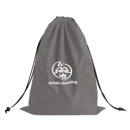 Customised Travel Drawstring Bag in Grey branded with your company logo from Total Merchandise