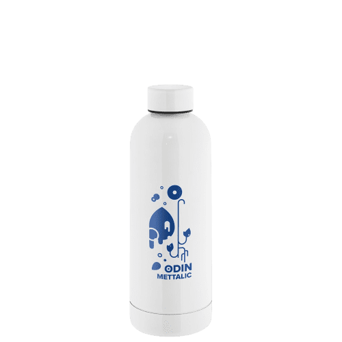Promotional 550ml Recycled Stainless Steel Bottle in White with a design from Total Merchandise