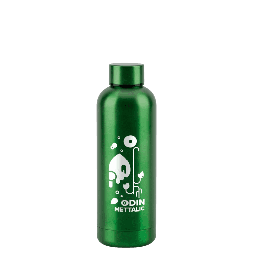 Custom 550ml recycled stainless steel bottle in green with a design from Total Merchandise