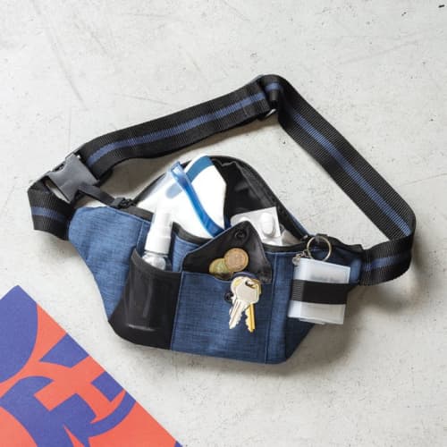 Personalisable Polyester Waist Bag in Blue printed with your logo from Total Merchandise