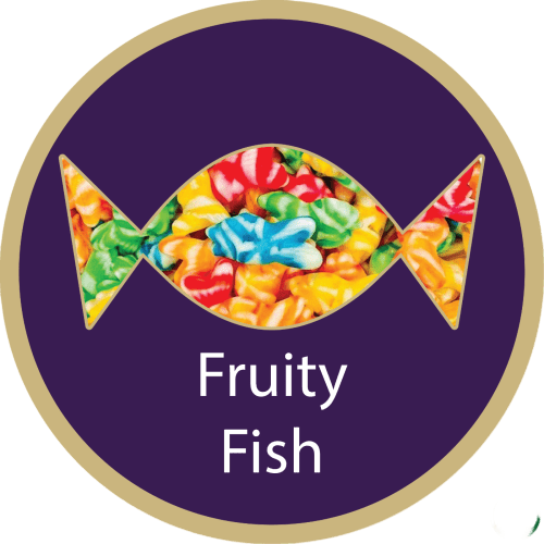 Screw Top Sweet Pots Filled with Fruity Fish