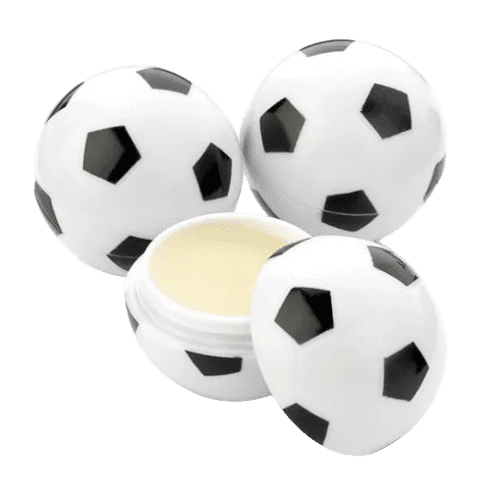 Custom Printed Football Shaped Lip Balm in Black/White branded with your logo from Total Merchandise